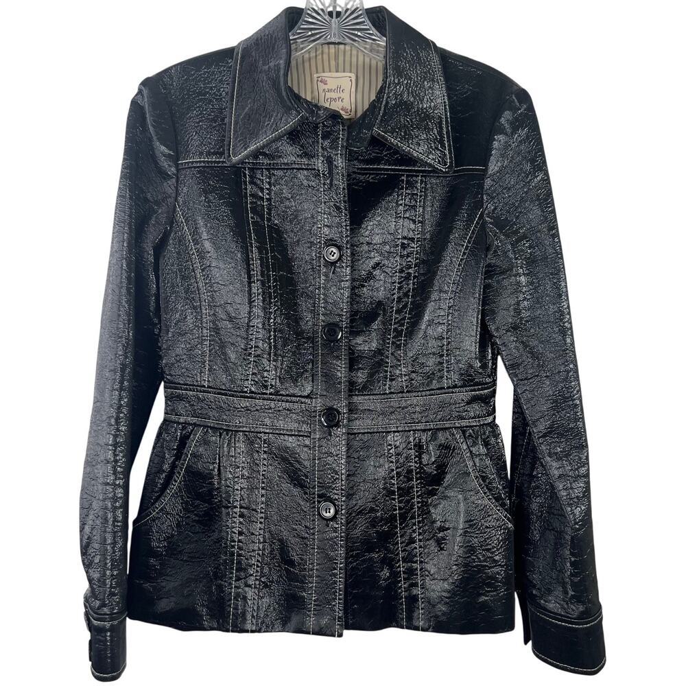 Nanette Lepore Vintage Women's Black Coat Button Down Retro Goth Fairy Size 4